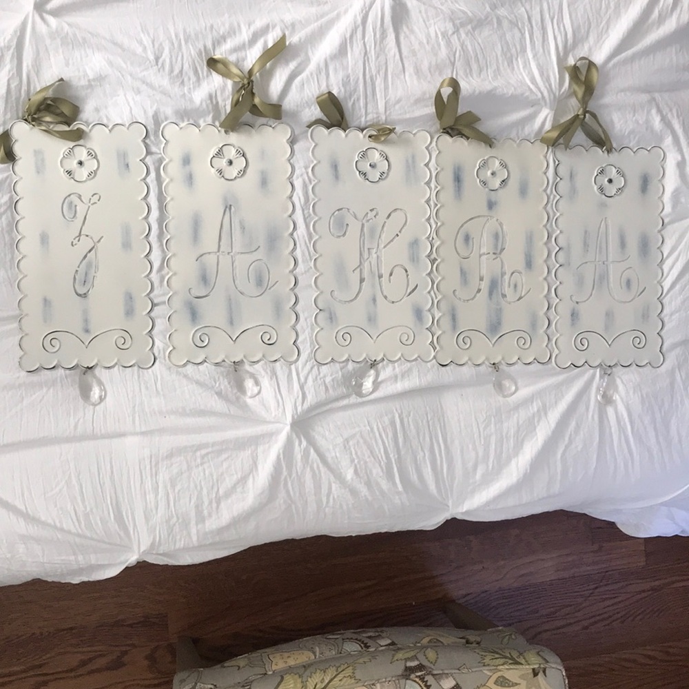 Pottery Barn Kids Ribbon Tin Wall Letters ZAHRA